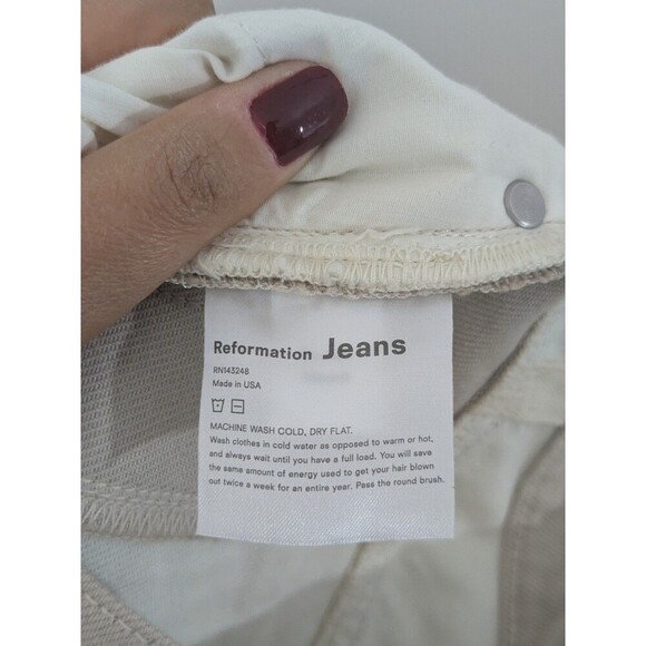 New Reformation Jeans Cynthia Tonal Reworked High Rise Straight Jeans Clay Sz 24 - Picture 16 of 16